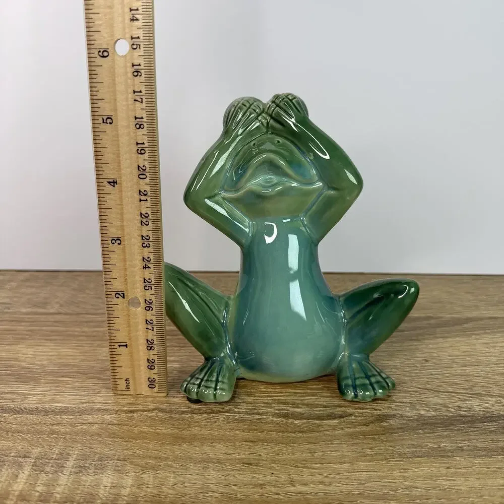 Vintage Frog Figurine See No Evil